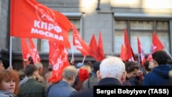 Акция протеста против повышения пенсионного возраста в России. Москва, 26 сентября 2018 года.