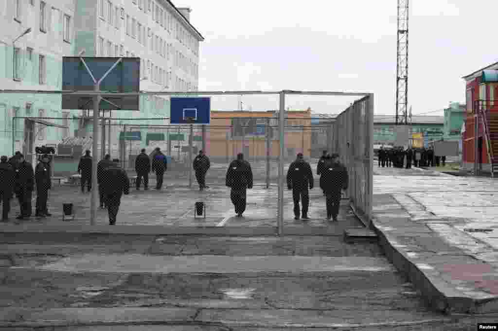 Walking in the exercise yard