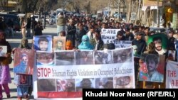 FILE: Family members of victims of forced disappearances protest in Balochistan's capital Quetta.