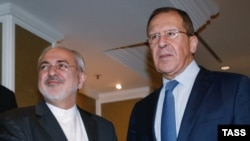 Iranian Foreign Minister Mohammad Javad Zarif (left) and Russian Foreign Minister Sergei Lavrov will meet with their Syrian counterpart.