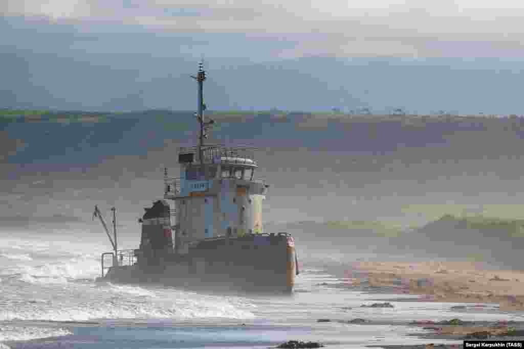 A shipwreck on an isolated beach on Iturup Island, photographed during the expedition. The exploration of the southern Kuriles will reportedly continue into September, with the team soon scheduled to explore the wilderness of Urup Island.