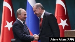 Vladimir Putin și Recep Tayyip Erdogan, Ankara, 28 septembrie 2017.