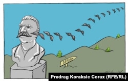 Stalin, caricatură de Predrag Koraksić Corax, Serbia.