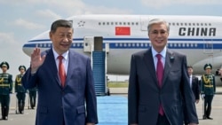 Chinese leader Xi Jinping is welcomed by Kazakh President Qasym-Zhomart Toqaev in Astana in June. 
