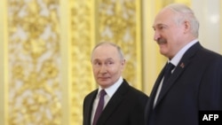 Уладзімір Пуцін (зьлева) і Аляксандар Лукашэнка. Масква, 26 лютага 2026