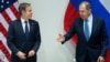 U.S. Secretary of State Antony Blinken (left) and Russian Foreign Minister Sergei Lavrov meet on May 19 in Reykjavik, Iceland. 