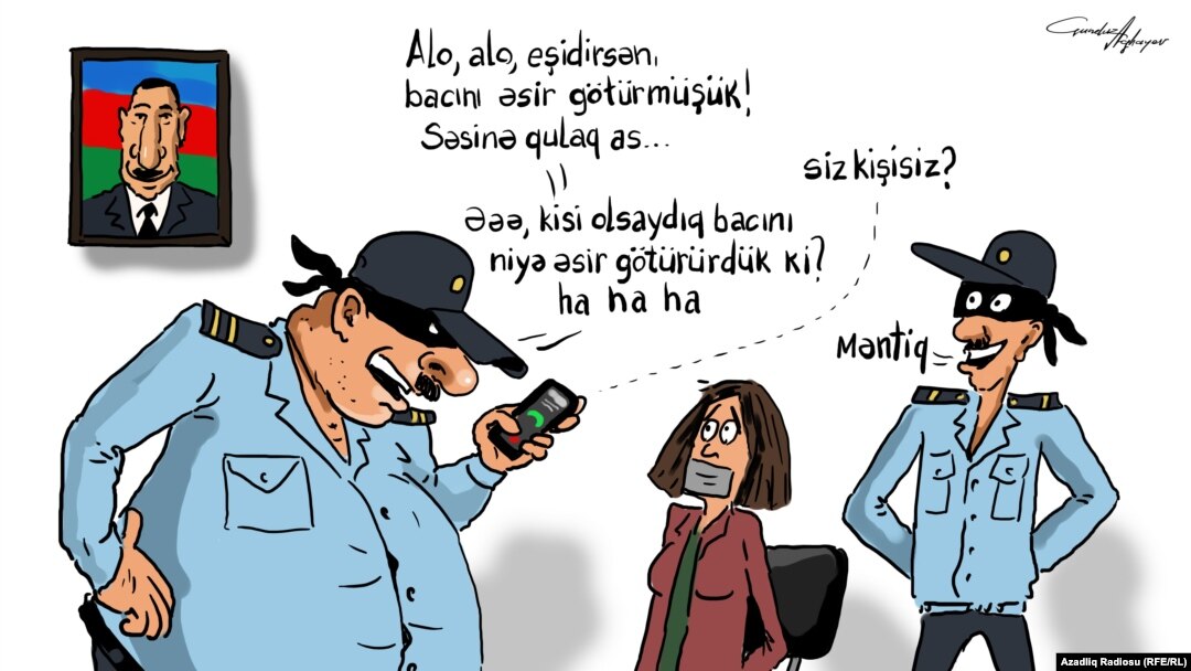 "Bacını götürmüşük...". Karikatura. Gündüz Ağayev.
