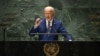 رئیس‌جمهور ایالات متحده در حال سخنرانی در هفتادوهشتمین نشست سالانه مجمع عمومی سازمان ملل