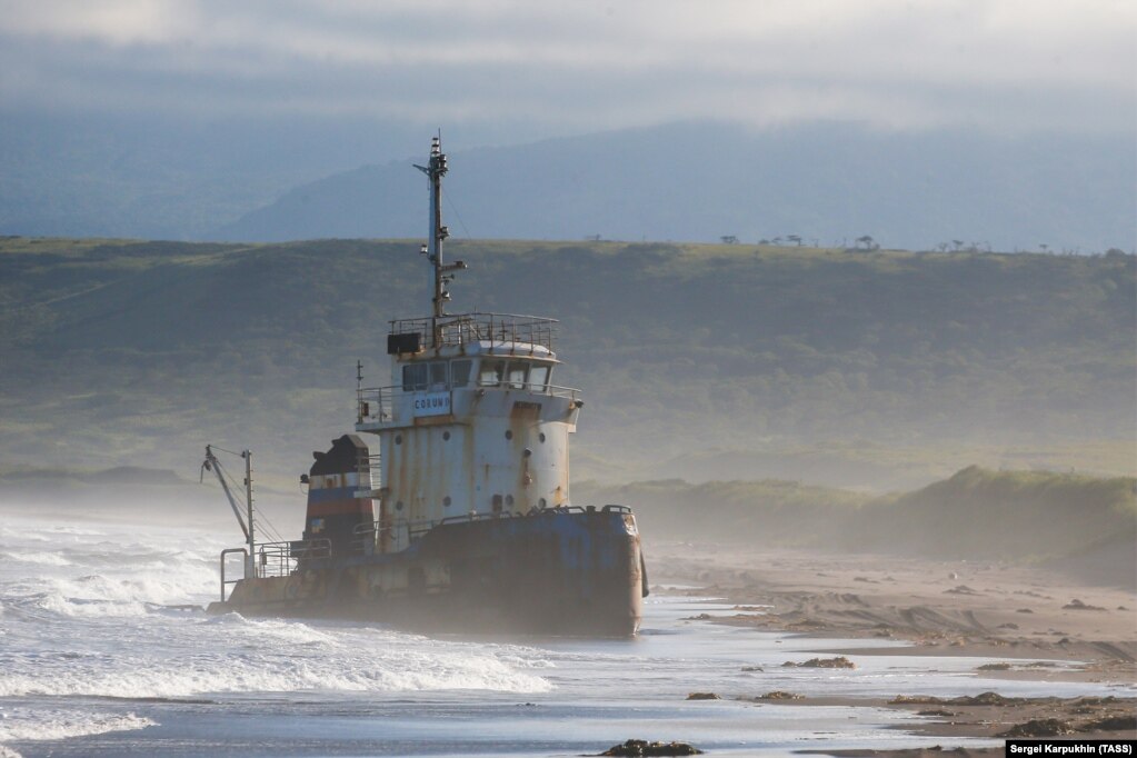 A shipwreck on an isolated beach on Iturup Island, photographed during the expedition. The exploration of the southern Kuriles will reportedly continue into September, with the team soon scheduled to explore the wilderness of Urup Island.