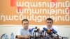 Armenia - Armen Rustamian (R), a leader of the Armenian Revolutionary Federation, at a news conference in Yerevan, 10Jul2012.
