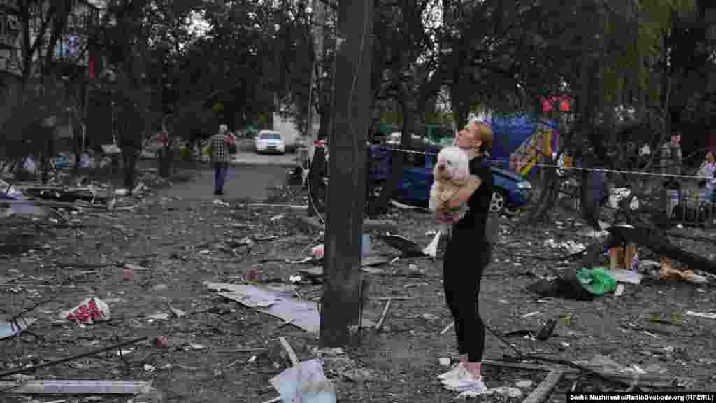 Natalya said she could barely recognize her sister's place, adding that the wall separating it from the neighboring apartment was gone. "There wasn’t even any wallpaper left. You can’t even tell where you are anymore," she said. "The ceiling, the walls -- everything has been blown out."