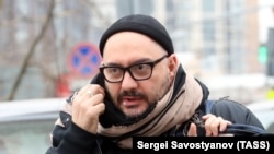 Russian theater and film director Kirill Serebrennikov arriving for a court hearing in Moscow on April 12.