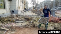 Снос деревьев при реконструкции улицы Большая Морская