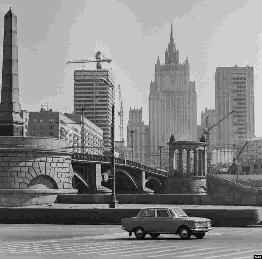 Russia’s Gotham-like Foreign Ministry building, photographed in 1972. Stalin had reportedly exclaimed, "They go to America and they gasp, 'Ah, what huge buildings!' Let them now go to Moscow, see what kind of buildings we have, let them gasp."
