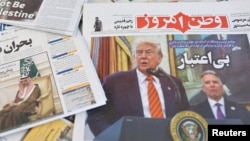 Фота Трампа на старонках іранскіх газэт, травень 2025 году