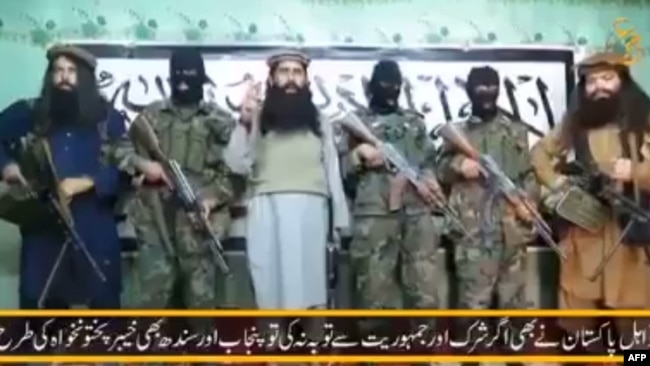 A still image taken from a video released by a faction of Tehrik-e Taliban, also known as the Pakistan Taliban, in 2016