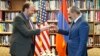 Armenia - Prime Minister Nikol Pashinian (R) visits the U.S. Embassy in Yerevan to congratulate Ambassador Richard Mills on U.S. Independence Day, 3 July 2018.