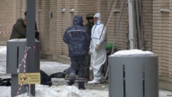 The scene of an explosion in which Russian General Igor Kirillov was killed in Moscow on December 17