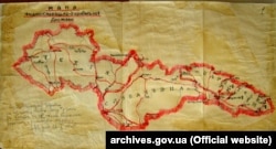 Мапа Карпатської України після визначення українсько-словацького кордону (зроблена Трембіцьким), 24 жовтня 1938 року