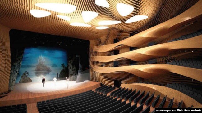 Сцена и зрительный зал театра оперы и балета в Севастополе, проект от компании Coop Himmelb(l)au