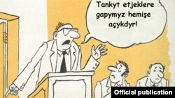 "Tokmak" žurnalyndan alnan karikatura. 1984-nji ýyl. Illýustrasiýa suraty.