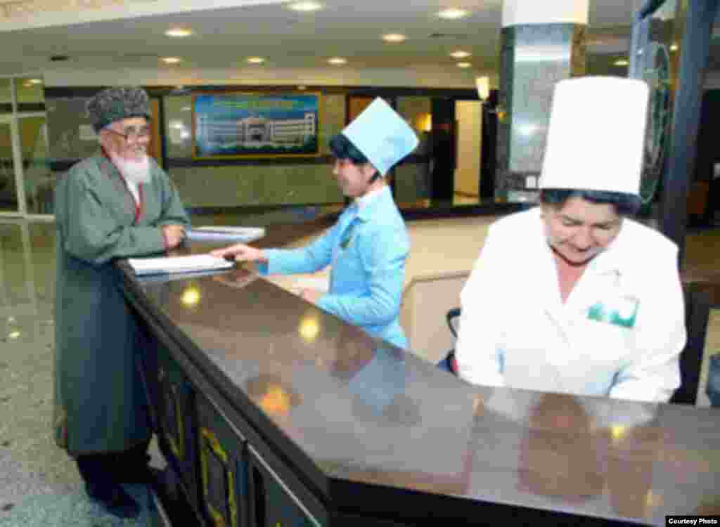 A reception area inside the State Medical University in Ashgabat (official photograph)