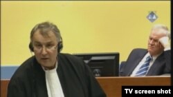 Ratko Mladić i njegov branitelj Miodrag Stojadinović u sudnici 8. veljače 2013.