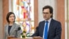 Nicu Popescu, noul ministru de externe, alături de premierul Maia Sandu