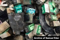 Some of the hundreds of rolls of Svema film, made in the Ukrainian Soviet Socialist Republic, that were salvaged from the building.