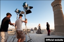 Karimova, also known as Googoosha, is seen shooting a clip for her song Round Run in the Bukhara region in 2012.