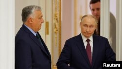 Mađarski premijer Viktor Orban na sastanku s predsednikom Rusije Vladimirom Putinom u Moskvi, 5. jul 2024.