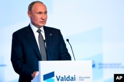 Vladimir Putin, în timpul reuniunii Clubului Valdai de la Sochi, Rusia, din octombrie 2021.