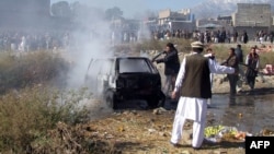 The Punjab government Mi-17 helicopter went down near in Taliban-controlled territory of Afghanistan near Pakistan's Kurram tribal area, pictured, the scene of a bomb blast last December. 