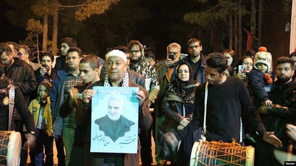 Fellow townsmen in Kerman mourn Qassem Soleimani. 