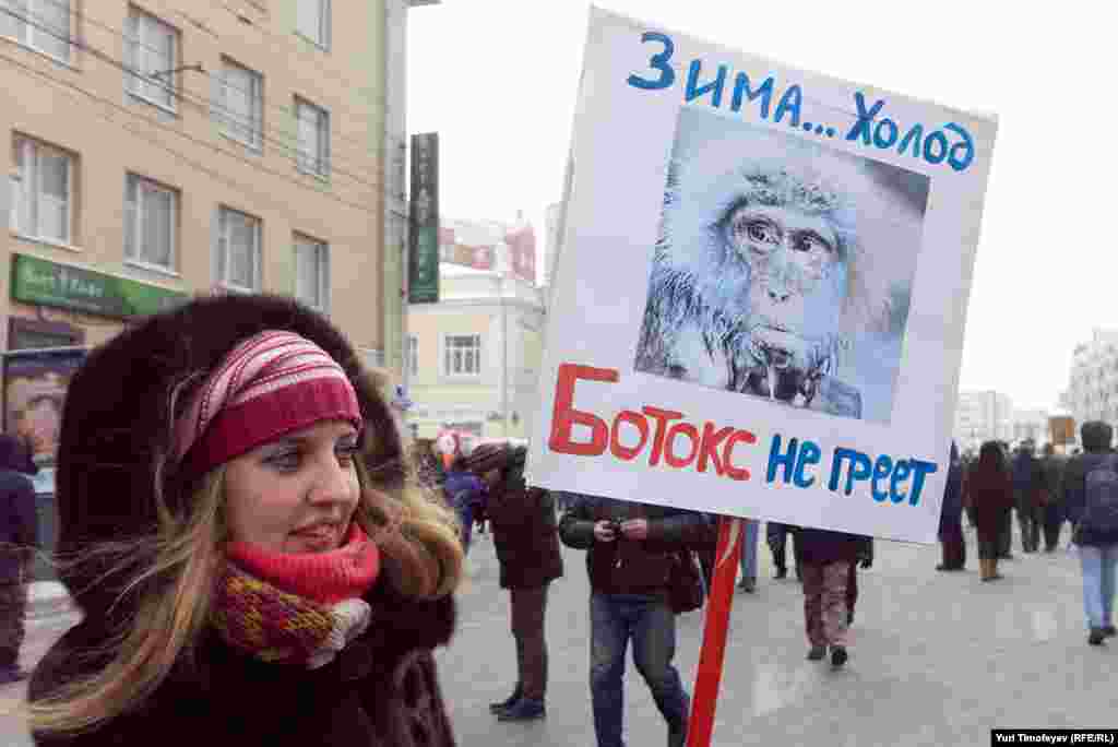 &quot;Cold winter ... Botox doesn&#39;t help.&quot; The slogan is a reference to rumors that Putin uses Botox.