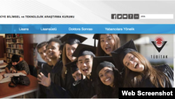 Stipendiýaly okuw mümkinçiliklerini hödürleýän "TUBITAK" programmasynyň web sahypasyndan bir bölek.