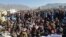 A protest for Internet services makes its way through the main bazaar in Wana, South Waziristan, on February 11. 