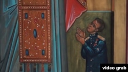 Fragment dintr-o icoană: Sfântul Mucenic Rustic din Paris și locotenentul Ruslan Șeika