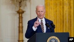 Președintele Statelor Unite, Joe Biden, la conferința de presă cu ocazia primului său an de mandat. AP Poll