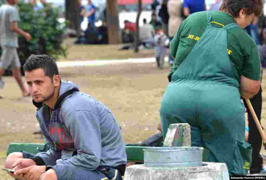 Migrants on Belgrade Buss Station