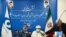 بهروز کمالوندی (نفر اول از چپ) در مراسم اعلام افزایش چهار برابری تولید اورانیوم با غنی پایین.