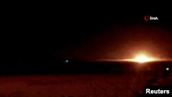 Взрив в близост до сирийско-турската граница, заснет тази нощ край Акакале