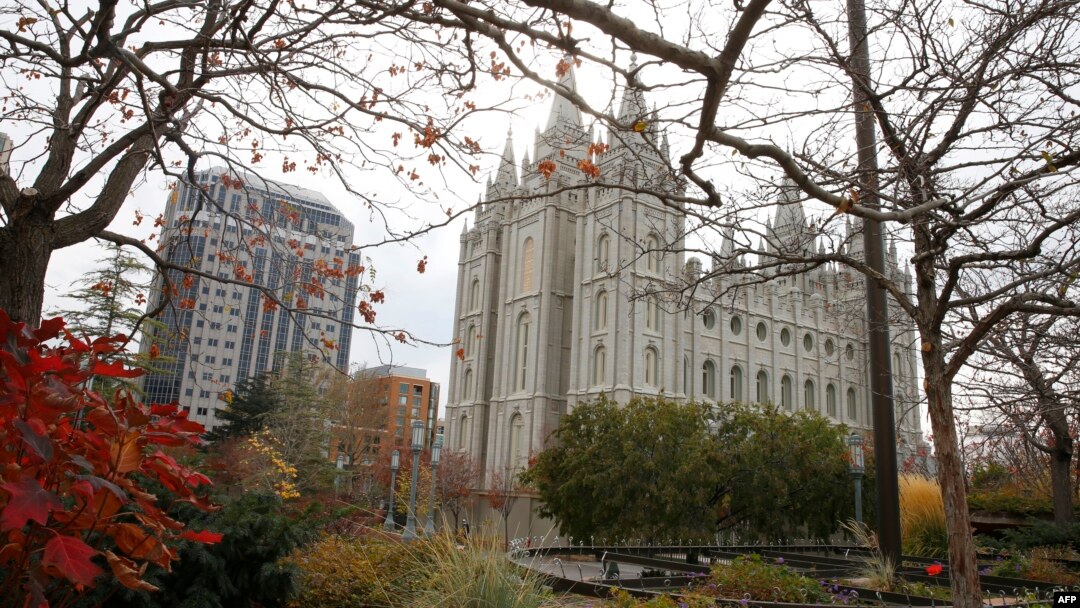 The Salt Lake Mormon Temple in Salt Lake City, Utah, the headquarters of the Church of Jesus Christ of Latter-Day Saints