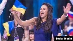 Eurovision жеңімпазы Жамаланың финалға шыққан сәті. Швеция, Стокгольм, 13 мамыр 2016 жыл. 