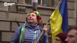 Украинский флаг над Нью-Йорком