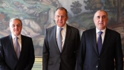 Russia -- (L-E) Armenian Foreign Minister Zohrab Mnatsakanian, Russian Foreign Minister Sergei Lavrov and Azerbaijani Foreign Minister Elmar Mammadyarov meet in Moscow, April 15, 2019