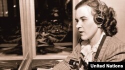 Nadine Pokrosky, who translated from Russian into French for the UN, in a March 1948 photo.