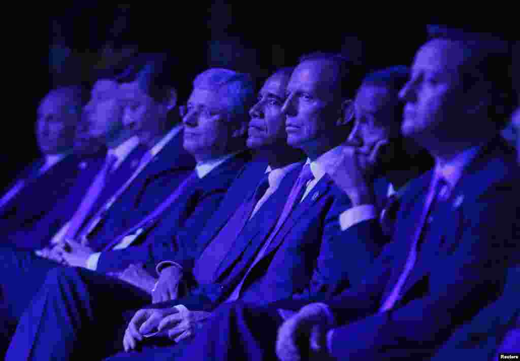 Leaders of the G20 countries watch a performance at the opening of a summit in Brisbane, Australia, on November 15. (Jason Reed, Reuters)