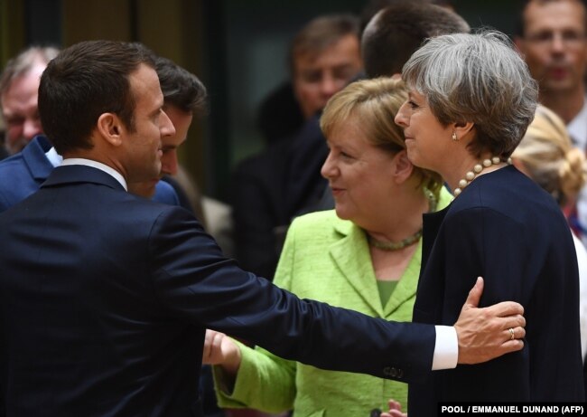 Трудные переговоры по Брекзиту. Президент Франции Эммануэль Макрон, канцлер Германии Ангела Меркель и премьер-министр Великобритании Тереза Мэй (слева направо)