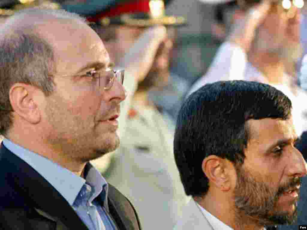 A DARK-HORSE CANDIDATE: Fifty-one-year-old Mohammad Baher Qalibaf (shown here on the left with Ahmadinejad), is a former senior IRGC commander and the mayor of Tehran since 2005. He is considered a moderate conservative. He is reportedly attracting growing support within the clerical establishment because of his management skills. One analyst in Tehran has described him as a man of action who has managed to improve the capital&#39;s image. He took just under 14 percent of the vote in the 2005 presidential poll, failing to reach the second round.